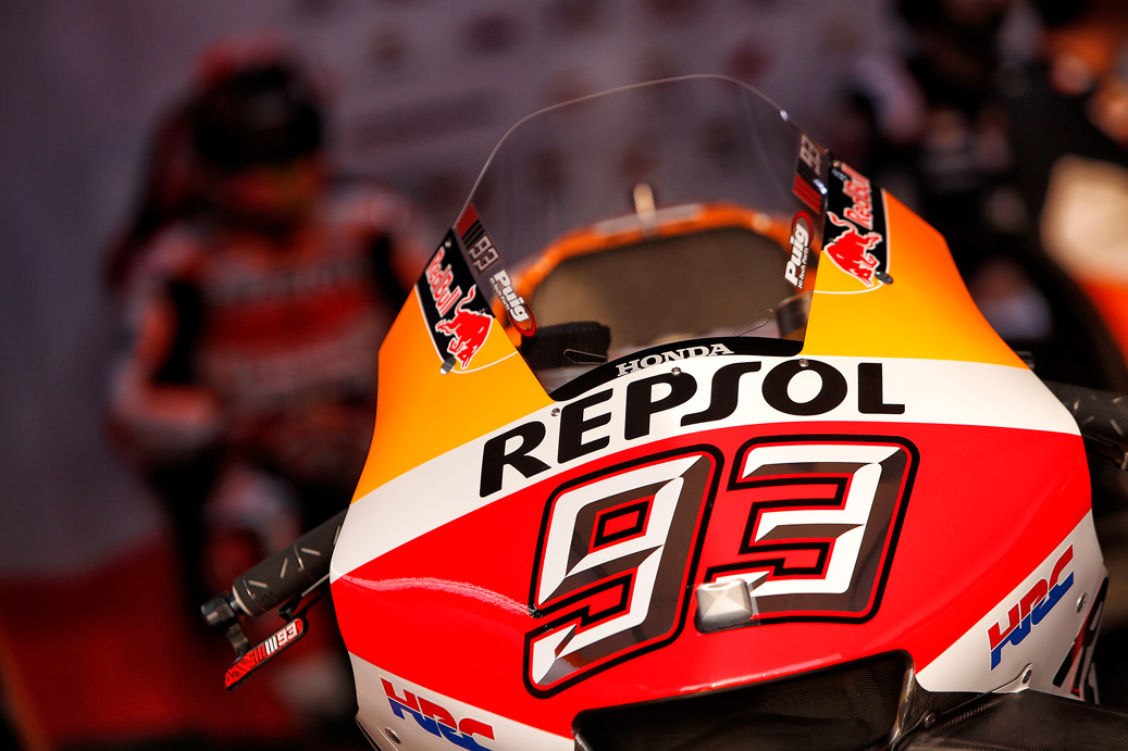 Frontal de la moto de Marc Márquez RC213V carenado