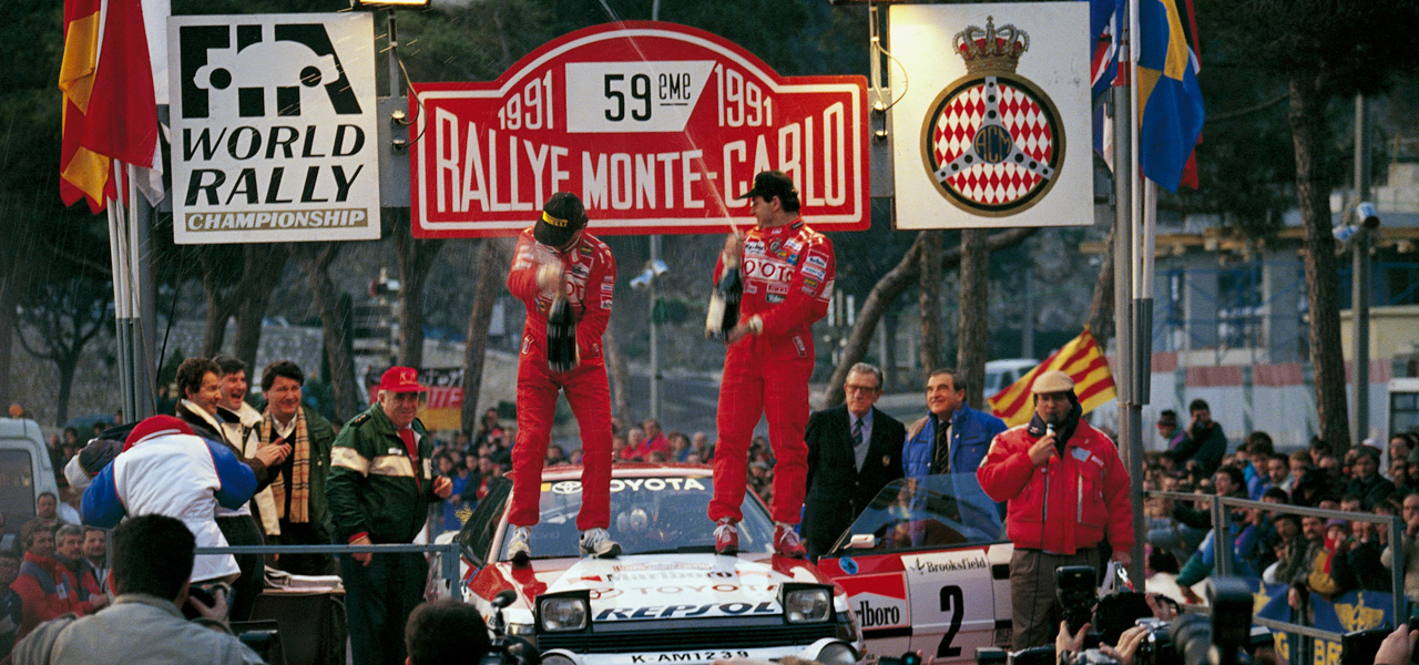 Carlos Sainz en 1991, gana el Rally Montecarlo