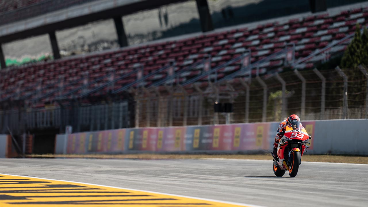 Marc Márquez rodando en los test de Barcelona 2021