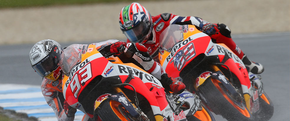 Marc Márquez y Nicky Hayden pilotando juntos