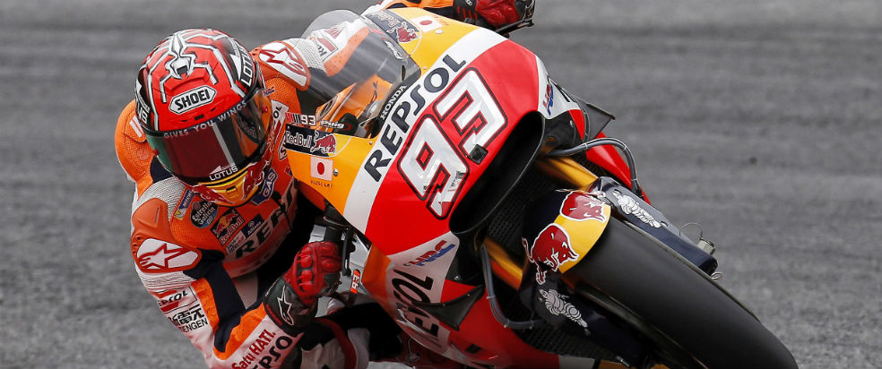 Marc Márquez in action on the RC213V 2016