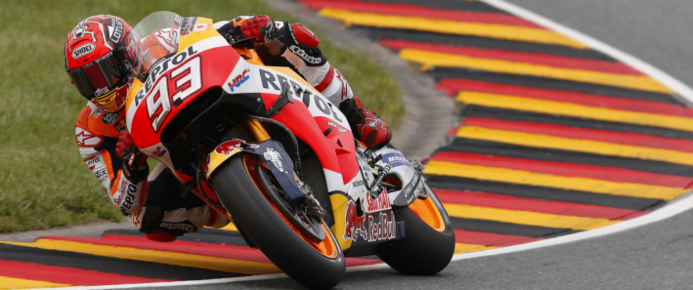 Marc Márquez leaning the rc213v on sachsenring