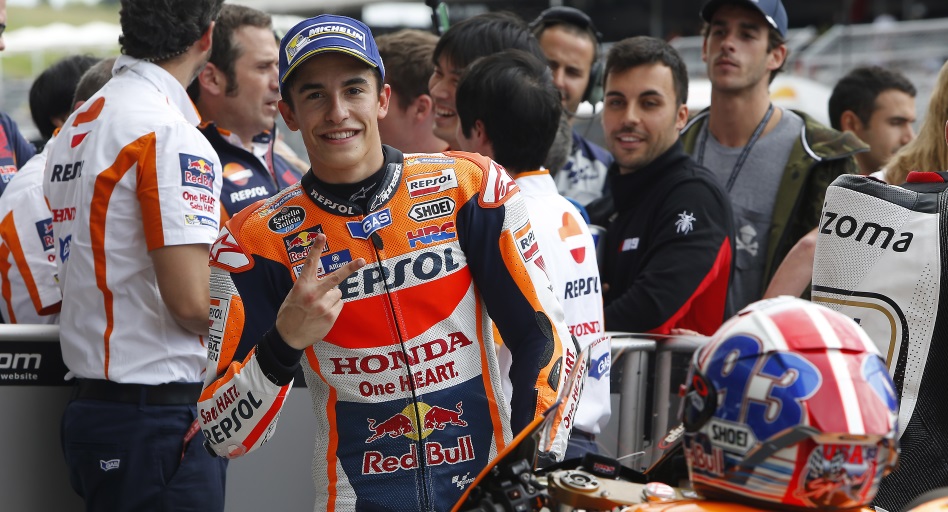 Marc Márquez celebrando su pole en el GP de las Américas 2016