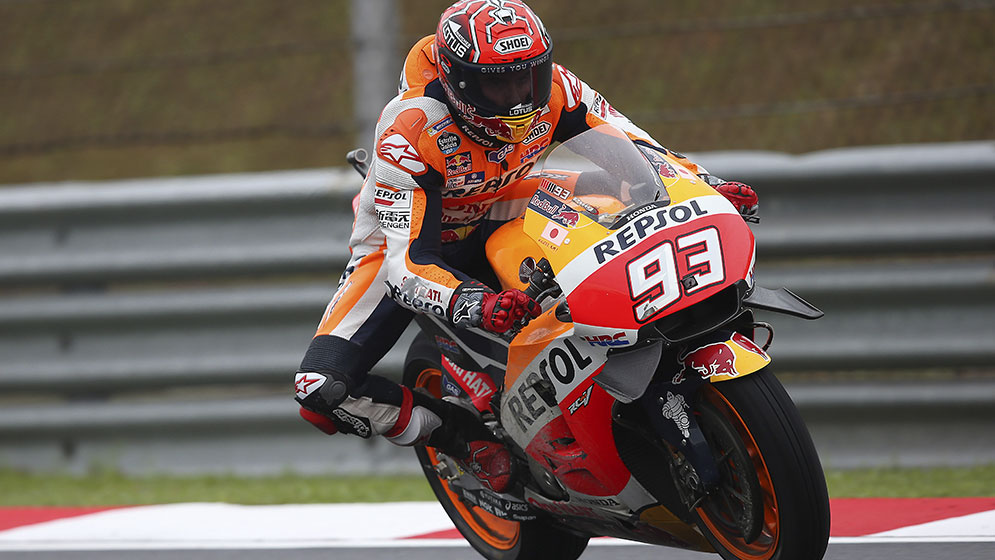 Marc Márquez in action at Sepang