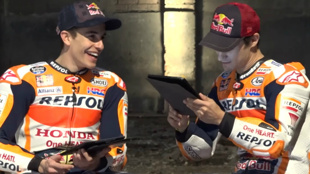 Marc and Dani check questions in their ipads