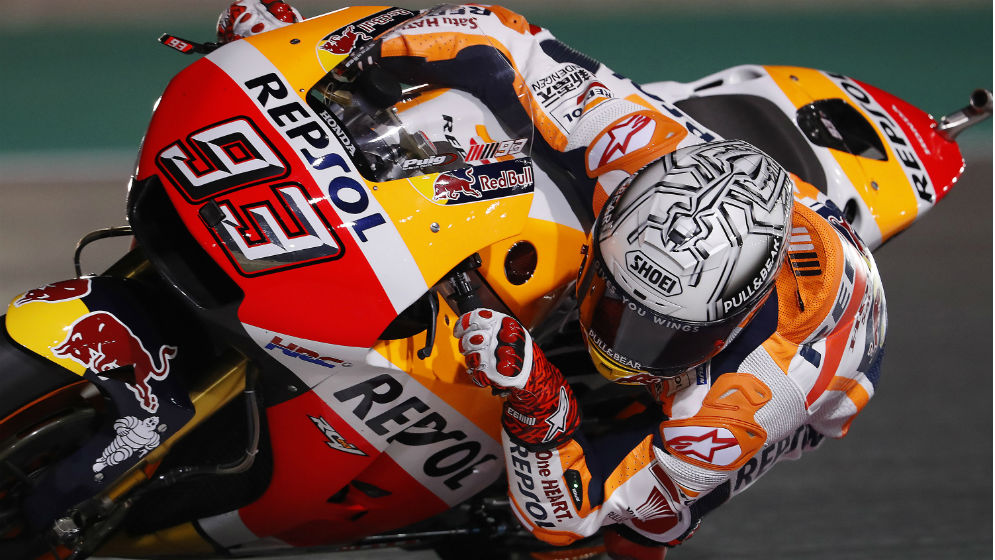 Marc Márquez in action at Qatar