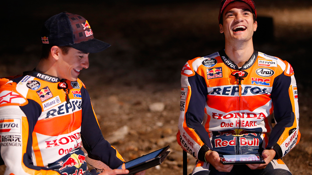 Marc and Dani sitting and laughing