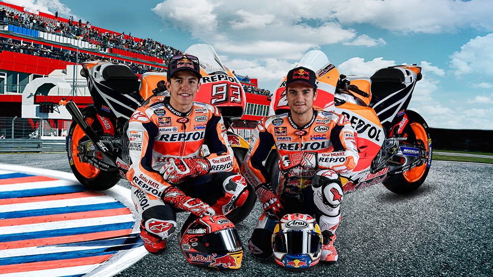 Repsol Honda riders posing in photoshop montage