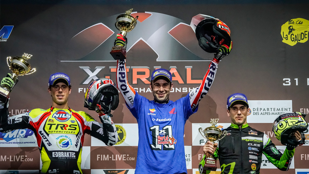 Tani Bou in the podium after his win in the X-trial World Championship