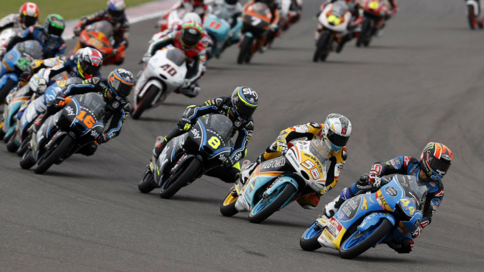 Moto3 riders in action