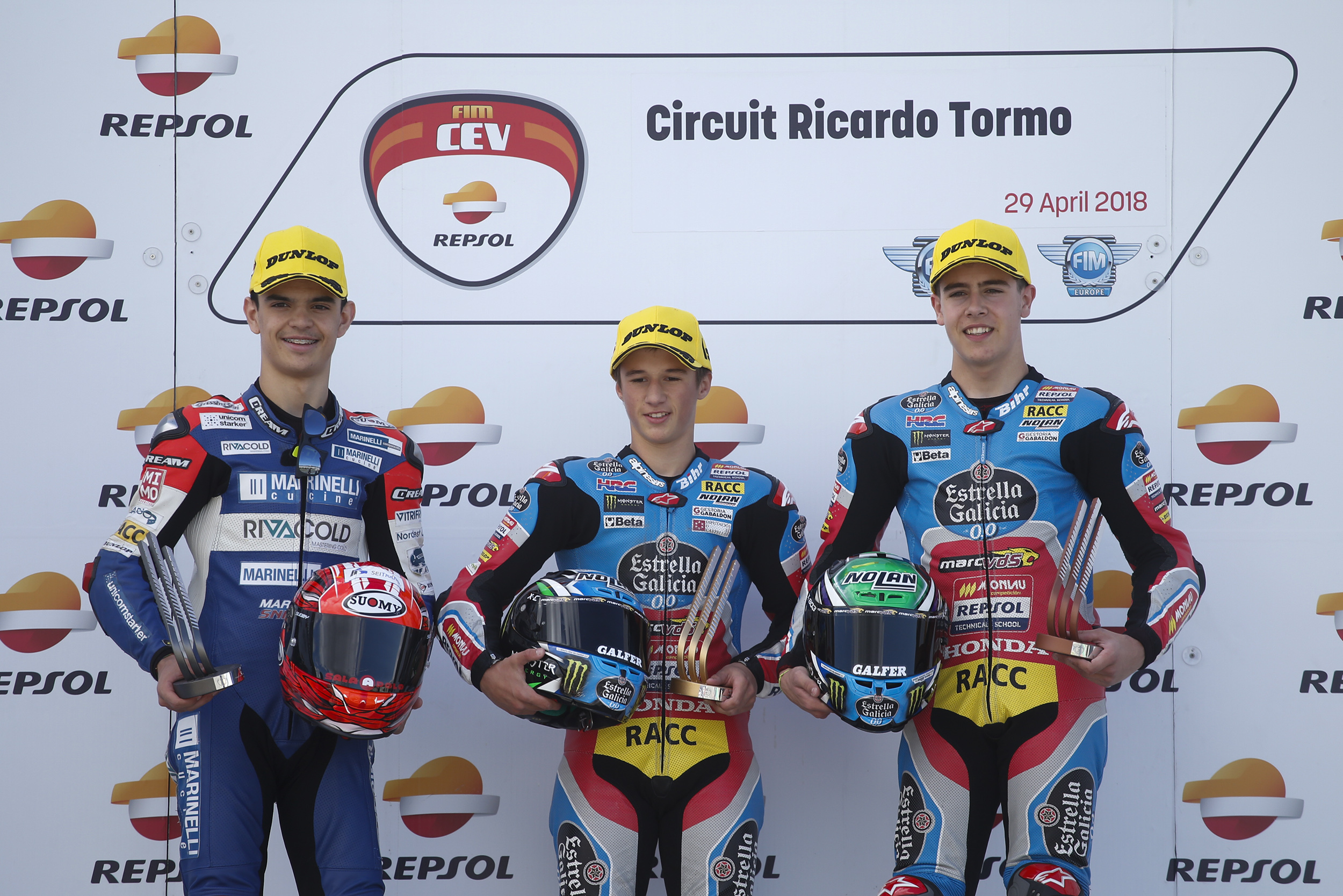 Podio FIM CEV Repsol en Valencia