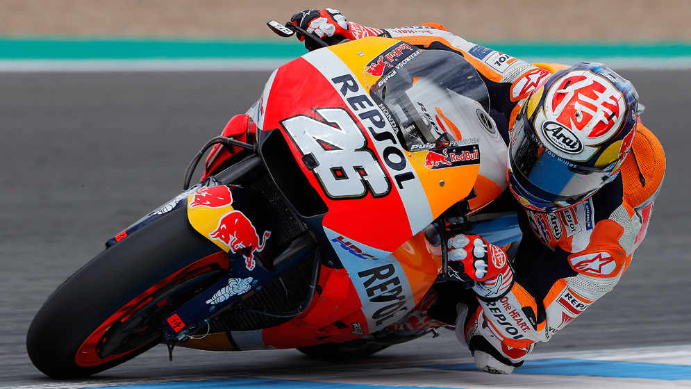 Dani Pedrosa en su moto en el test tras la carrera de Jerez