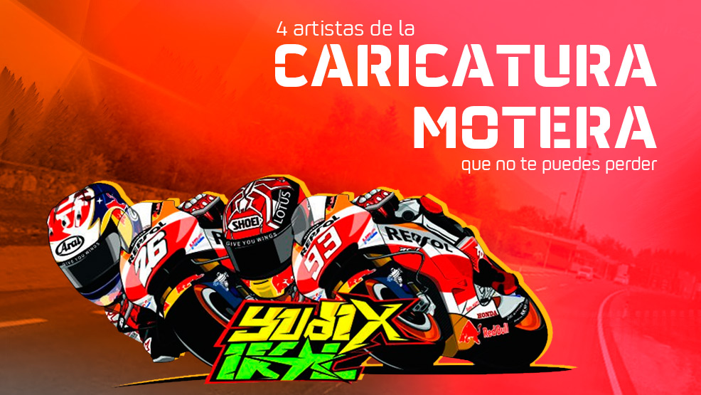 Caricatura de Marc Márquez y Dani Pedrosa sobre sus motos con grafiti