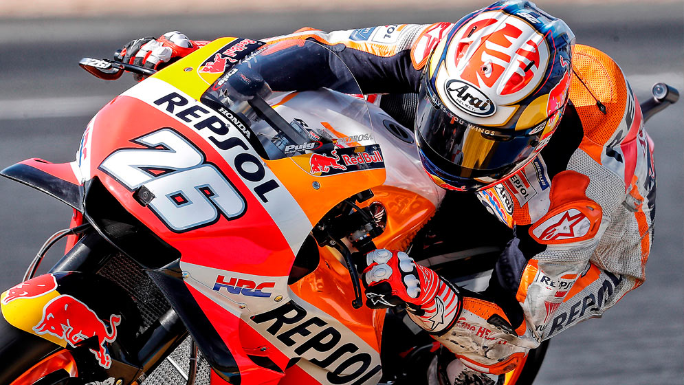 Dani Pedrosa en MotoGP con apéndices aerodinámicos habituales en 2018