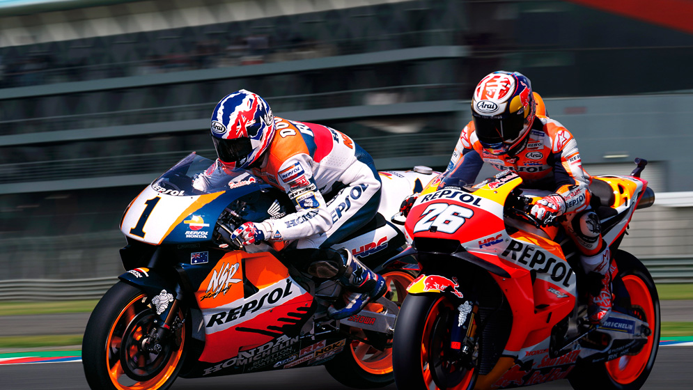Dani Pedrosa y Mick Doohan, pilotos Repsol Honda