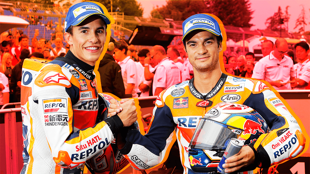 Montaje con colores Repsol, aparencen Marc Márquez y Dani Pedrosa