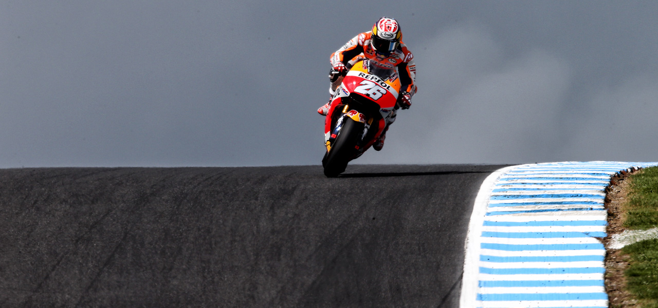 Dani Pedrosa en cambio de rasante en Phillip Island