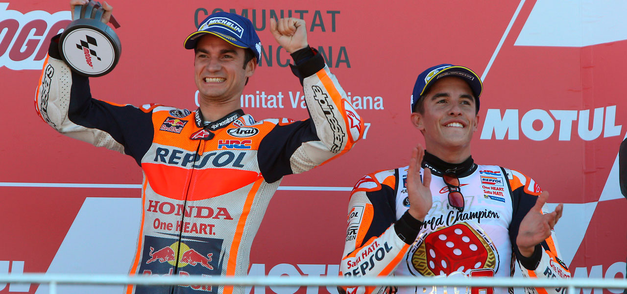 Dani Pedrosa y Marc Márquez en el podio