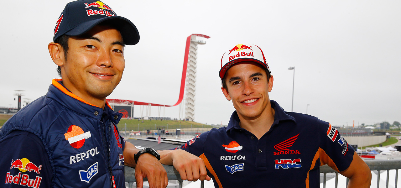 Hiroshi Aoyama con Marc Márquez