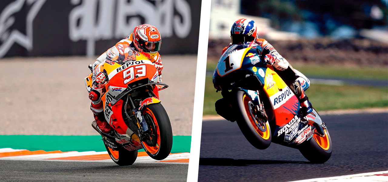 Marc Márquez y mick Doohan sobre sus motos