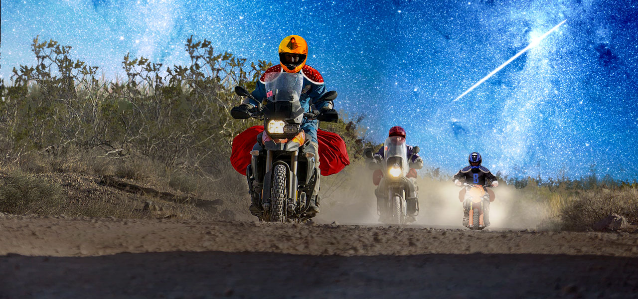 los reyes magos llegan en sus mototos al rally dakar