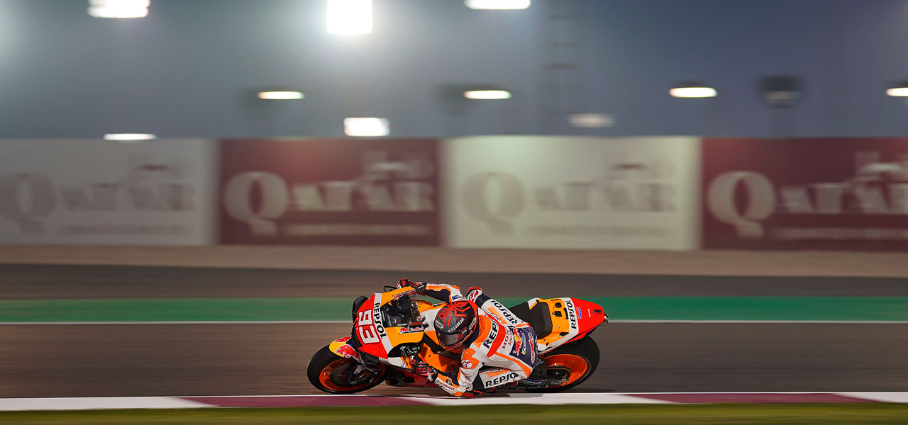 Marc Márquez rodando con la Honda en Catar