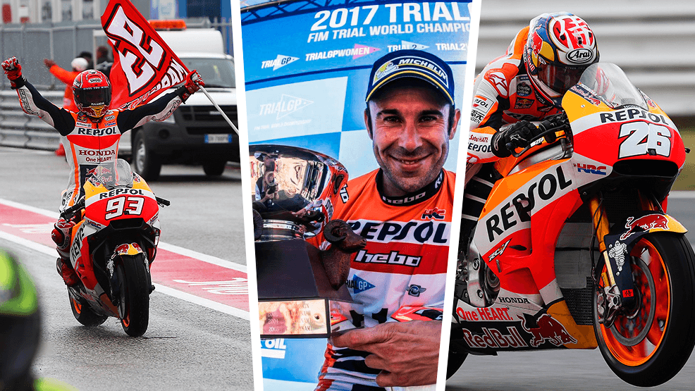 Marc Márquez, Toni Bou y Dani Pedrosa