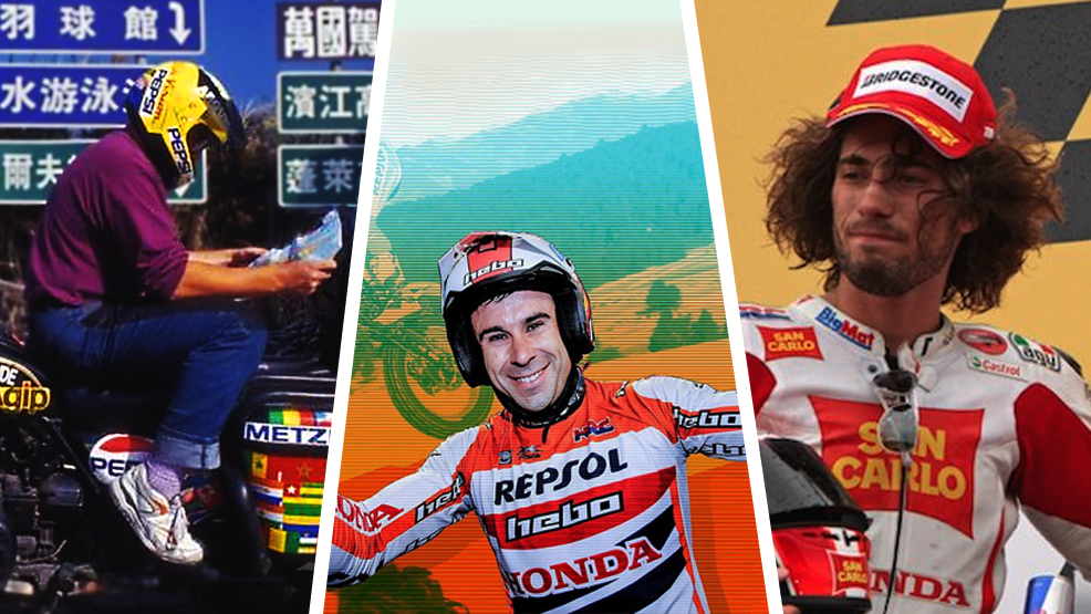 Motorista sentado, Toni Bou y Marco Simoncelli