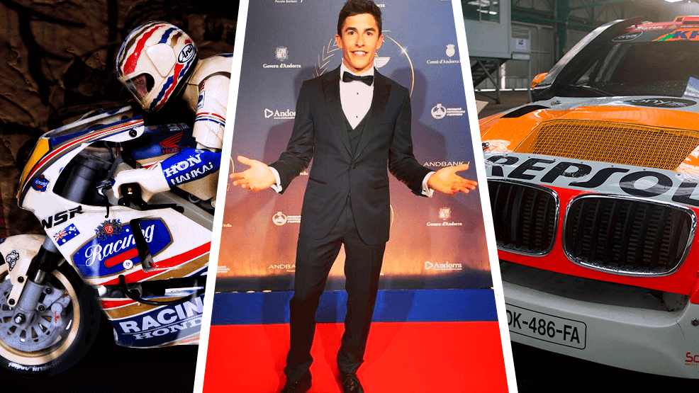 Honda NSR, Marc Márquez en traje, coche de Rally de Isidre Esteve