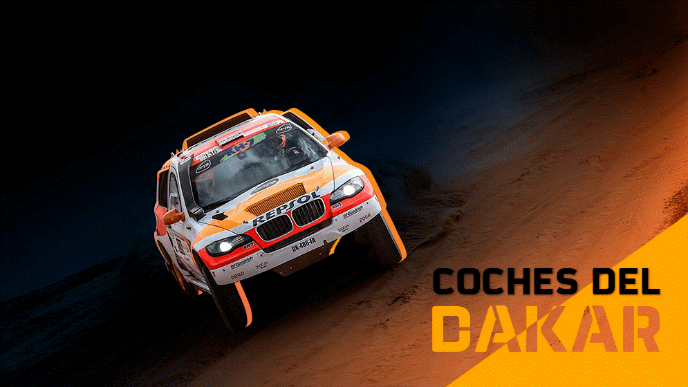 Los coches del Dakar montaje oscuro sombra naranja