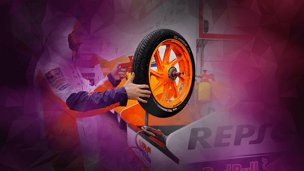 Rueda de un Honda del equipo Repsol Honda