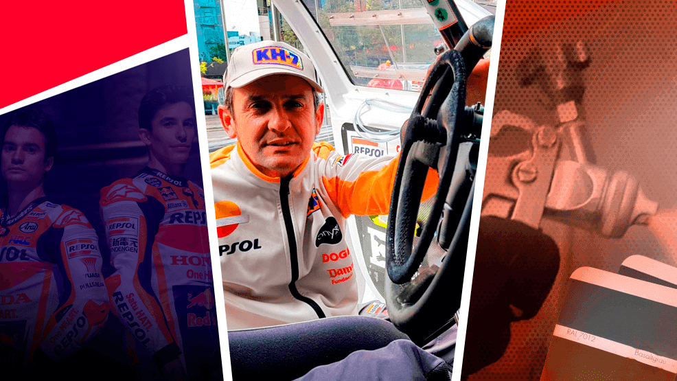 Marc márquez y Dani Pedrosa, Isidre Esteve y pulverizador de pintura