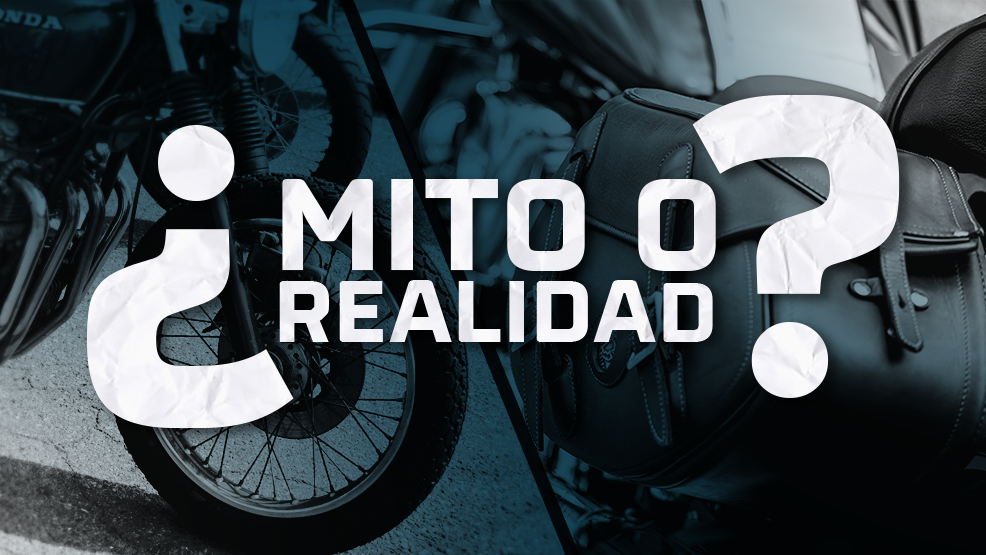 Detalles rueda delantera y alforjas de moto