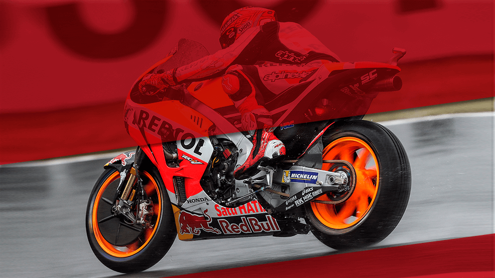 Marc Márquez rodando en lluvia